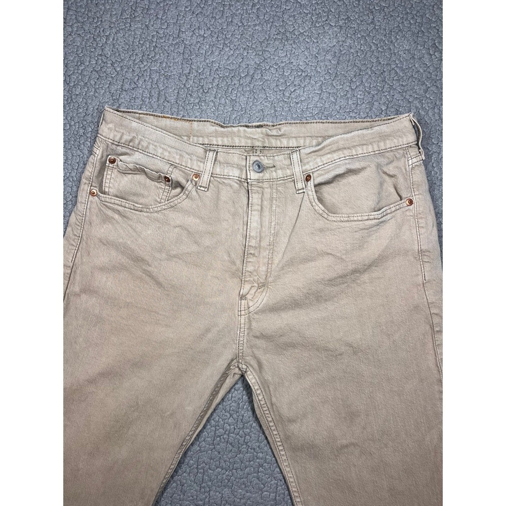 Levi Strauss 505 Khaki Tan Straight Leg Jeans Mens W34 L32 Cotton Blend - Picture 2 of 14